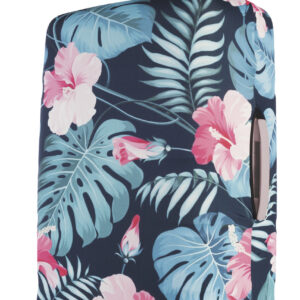 Worlpack Bőröndhuzat  M Kék-Zöld virágos